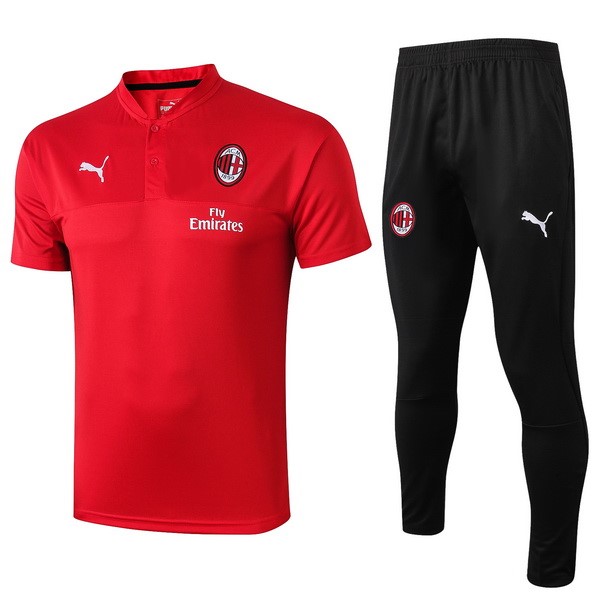 Polo Conjunto Completo AC Milan 2019 2020 Rojo Negro